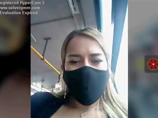 גברת ב א אוטובוס וידאו שלה פטמות risky, חופשי סקס סרט 76