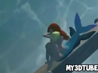 3d трохи mermaid ariel отримувати трахкав підводний