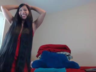 Cute Long Haired Asian Striptease and Hairplay: HD Porn 6a