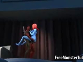 Blue Skinned 3D Cartoon beauty Gets Fucked By Deadpool