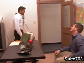 Marvellous gays Berke and Parker fuck in the office